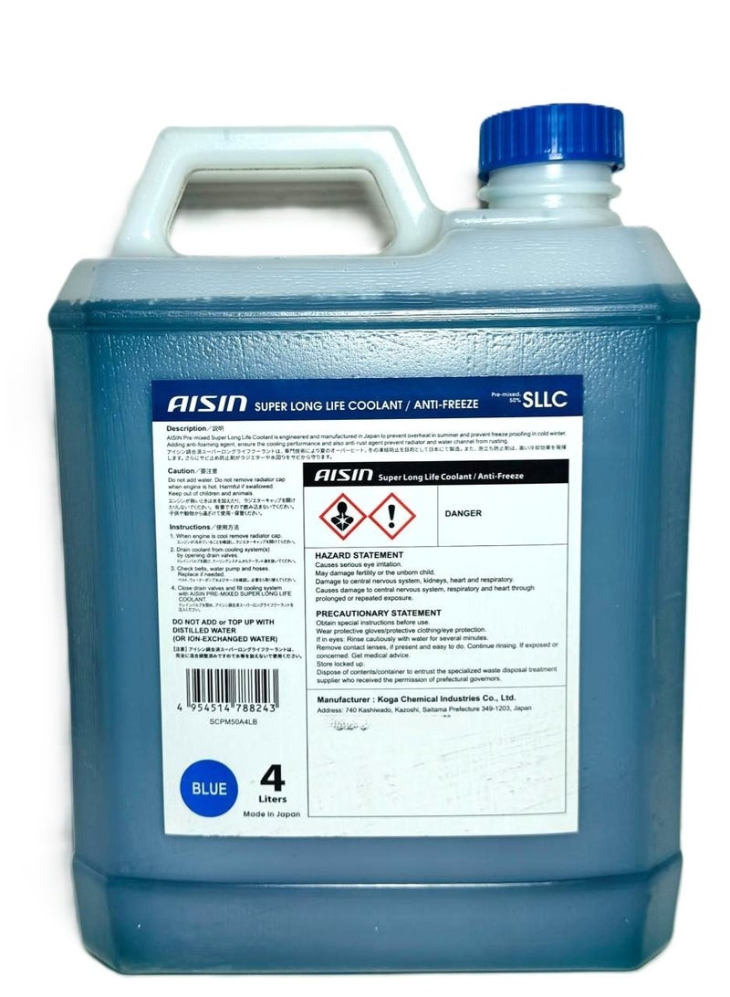 AISIN Blue Antifreeze / Coolant Premixed 50/50 4Ltr (Made in Japan) - Image 1